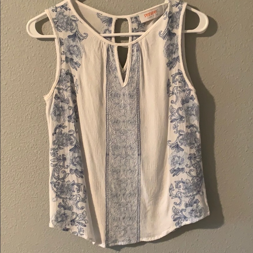 Light Blue and White tank top